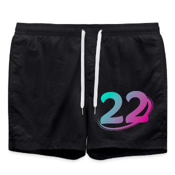 Number 22 multicolor - Swim Trunks - black - Front - AI Model Male 185 light (185cm)
