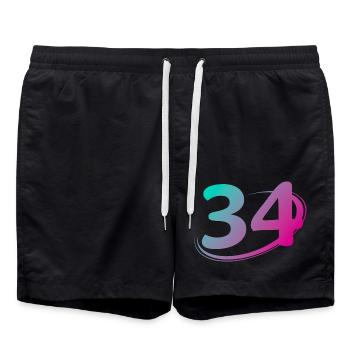 Number 34 multicolor - Swim Trunks - black - Front - AI Model Male 185 light (185cm)