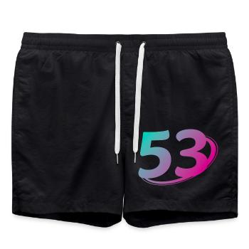 Number 53 multicolor - Swim Trunks - black - Front - AI Model Male 185 light (185cm)