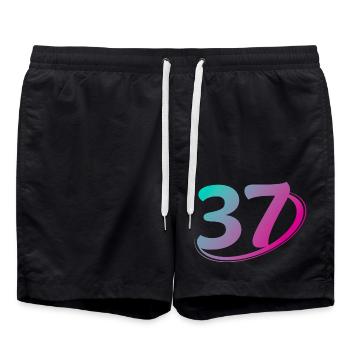 Number 37 multicolor - Swim Trunks - black - Front - AI Model Male 185 light (185cm)