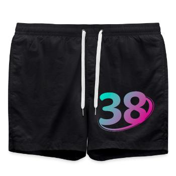 Nummer 38 mehrfarbig - Badeshorts - Schwarz - Vorne - AI Model Male 185 light (185cm)