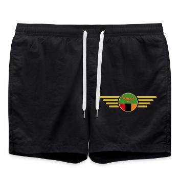 Ich liebe Sambia, Eleganz Stil Design T-Shirt - Badeshorts - Schwarz - Vorne - AI Model Male 185 light (185cm)