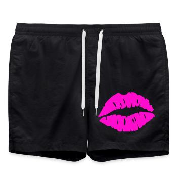 kuss lippen - Badeshorts - Schwarz - Vorne - AI Model Male 185 light (185cm)