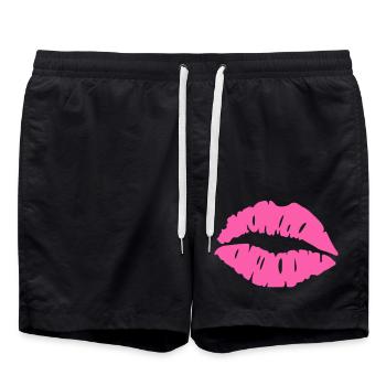 kuss lippen - Badeshorts - Schwarz - Vorne - AI Model Male 185 light (185cm)
