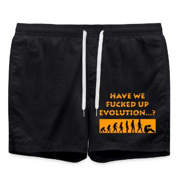 Have we fucked up evolution? - Swim Trunks - black - Front - AI Model Male 185 light (185cm)
