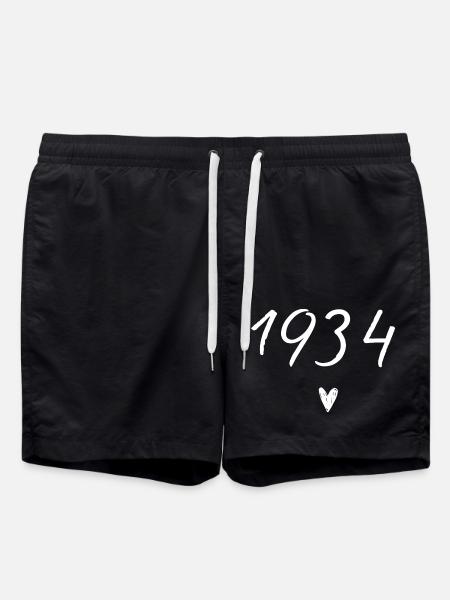 1934 Heart Birthday - Swim Trunks - black