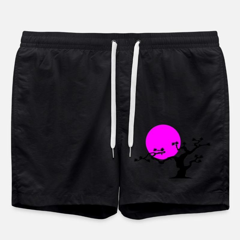 Japanese Tree - Swim Trunks - black