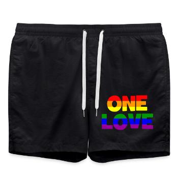 ONE LOVE LGBTQ Gay Lesbienne - Short de bain - noir - Devant - AI Model Male 185 light (185cm)