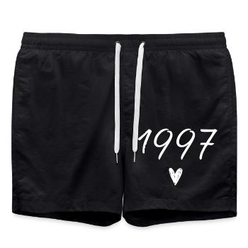 1997 Heart Anniversary - Swim Trunks - black - Front - AI Model Male 185 light (185cm)