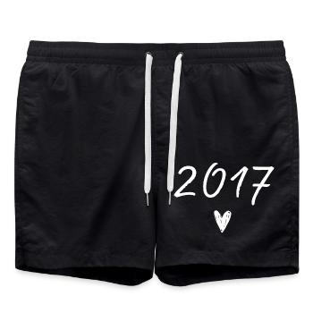 Herzjubiläum 2017 - Badeshorts - Schwarz - Vorne - AI Model Male 185 light (185cm)