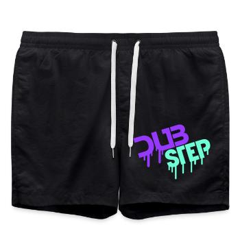 Drop Dub Step Techno Music Party Club Text Logo - Swim Trunks - black - Front - AI Model Male 185 light (185cm)