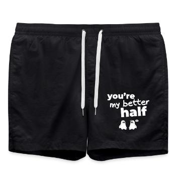 T-shirts with Funny Phrases - Fantasmitas 09 - Swim Trunks - black - Front - AI Model Male 185 light (185cm)