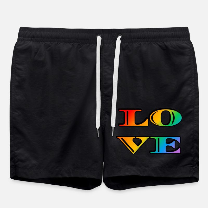 Retro Rainbow Love - Swim Trunks - black