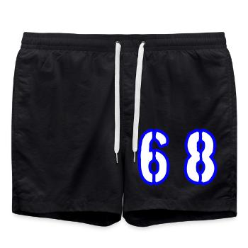 68 Zahl Symbol - Badeshorts - Schwarz - Vorne - AI Model Male 185 light (185cm)