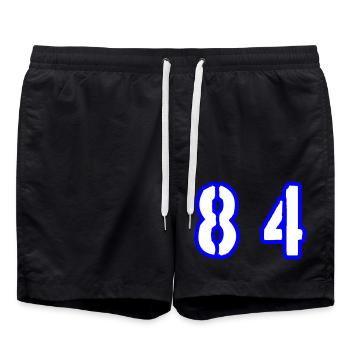 84 Zahl Symbol - Badeshorts - Schwarz - Vorne - AI Model Male 185 light (185cm)