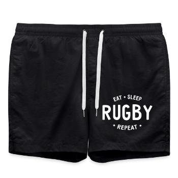 Manger dormir rugby répéter - Short de bain - noir - Devant - AI Model Male 185 light (185cm)