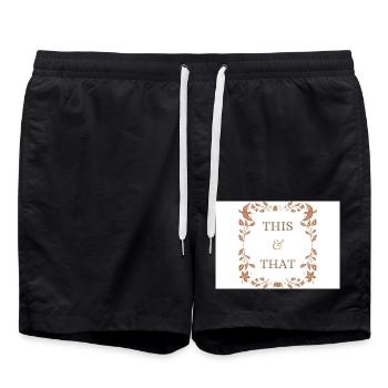 This & That Text in Nature Decorative Border - Swim Trunks - black - Front - AI Model Male 185 light (185cm)