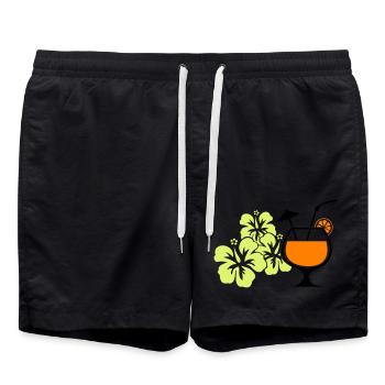 Hawaii Hibiskus Cocktail - Badeshorts - Schwarz - Vorne - AI Model Male 185 light (185cm)