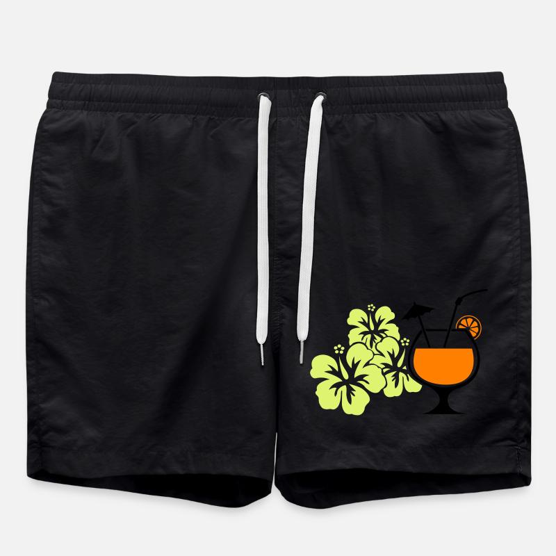 Hawaii Hibiskus Cocktail - Badeshorts - Schwarz