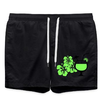 Hawaii Hibiskus Cocktail - Badeshorts - Schwarz - Vorne - AI Model Male 185 light (185cm)