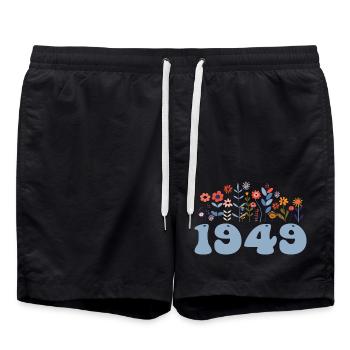 1949 Floral Pattern 1949 Floral Theme Flowers 1949 - Swim Trunks - black - Front - AI Model Male 185 light (185cm)
