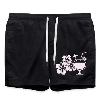 Hawaii Hibiskus Cocktail Drink - Badeshorts - Schwarz - Vorne - AI Model Male 185 light (185cm)