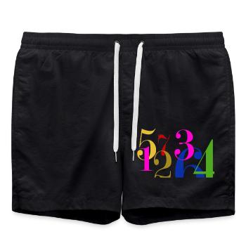 Stacks of numbers - Swim Trunks - black - Front - AI Model Male 185 light (185cm)