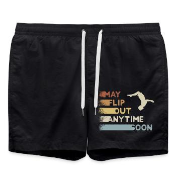 May Flip Out! Urban BackFlip Parkour Freerunning - Swim Trunks - black - Front - AI Model Male 185 light (185cm)