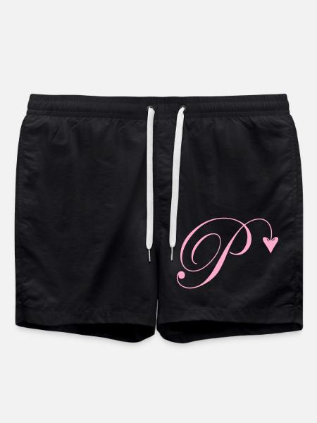 Monogram P Heart Vine - Swim Trunks - black