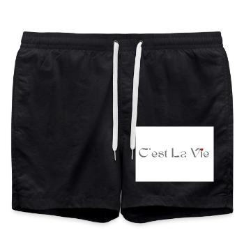 C est La Vie French for That's Life an acceptance - Swim Trunks - black - Front - AI Model Male 185 light (185cm)
