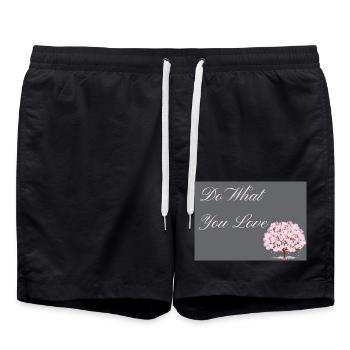 Do What You Love dark grey with pink text - Swim Trunks - black - Front - AI Model Male 185 light (185cm)