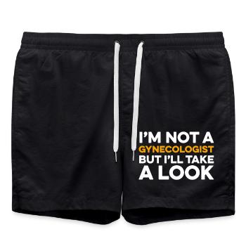 I’m Not a Gynecologist - Swim Trunks - black - Front - AI Model Male 185 light (185cm)