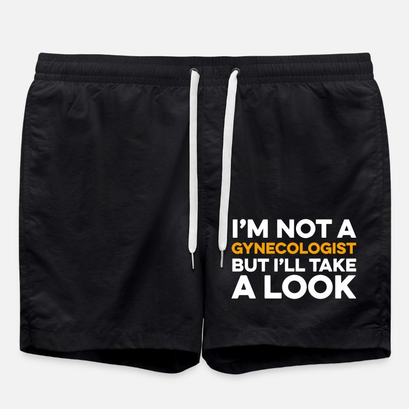 I’m Not a Gynecologist - Swim Trunks - black