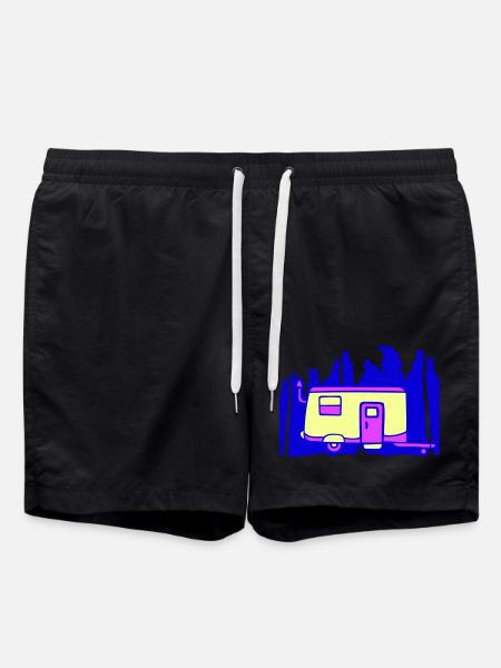 Wohnwagen Palmen Erholung Urlaub Outdoor Camper - Badeshorts - Schwarz