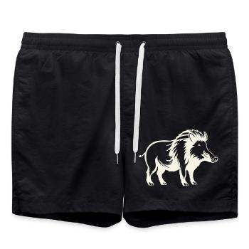 Wild Boar Animal 1 - Swim Trunks - black - Front - AI Model Male 185 light (185cm)