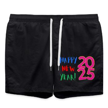 Bonne Année 2025 - Short de bain - noir - Devant - AI Model Male 185 light (185cm)