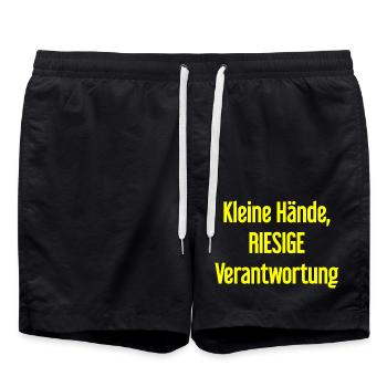 De petites mains, une énorme responsabilité disent les parents - Short de bain - noir - Devant - AI Model Male 185 light (185cm)