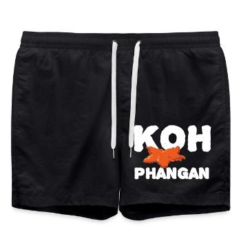 Koh Phangan Text - Swim Trunks - black - Front - AI Model Male 185 light (185cm)