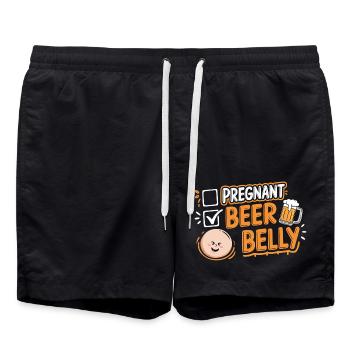 Pregnant Beer Belly 4 - Badeshorts - Schwarz - Vorne - AI Model Male 185 light (185cm)