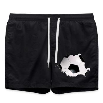 La carte de la Roumanie encadre le vrai football - Short de bain - noir - Devant - AI Model Male 185 light (185cm)