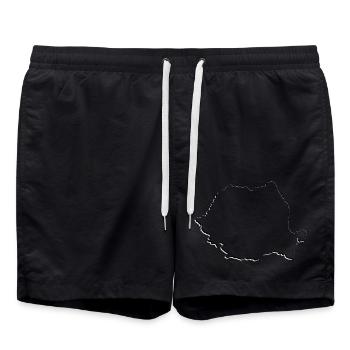 Map of Romania as an outline - Swim Trunks - black - Front - AI Model Male 185 light (185cm)
