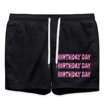 birthday day - Badeshorts - Schwarz - Vorne - AI Model Male 185 light (185cm)