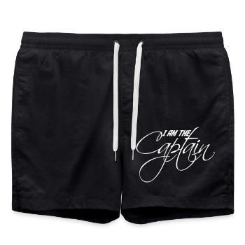 I Am The Captain Sailor Saying Text Quote Logo - Swim Trunks - black - Front - AI Model Male 185 light (185cm)
