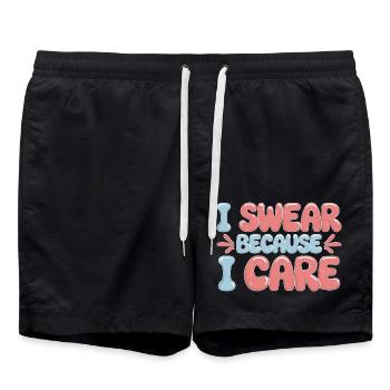 I Swear Because I Care 5 - Badeshorts - Schwarz - Vorne - AI Model Male 185 light (185cm)