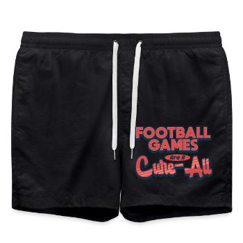 Football Games Are A Cure-All Statement - Swim Trunks - black - Front - AI Model Male 185 light (185cm)