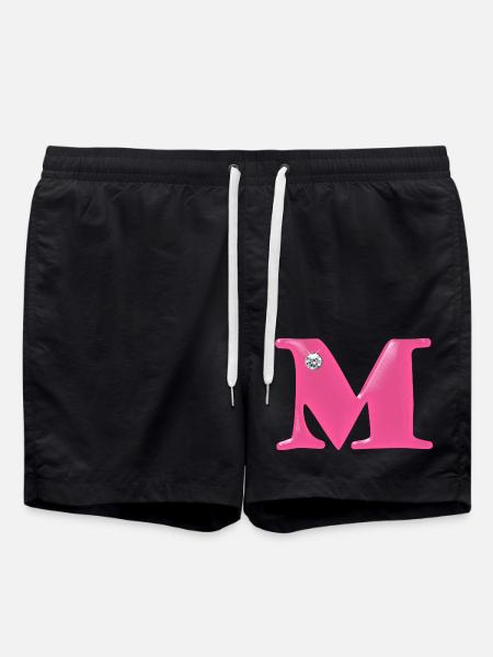 Buchstabe M Strasssteinchen - Badeshorts - Schwarz