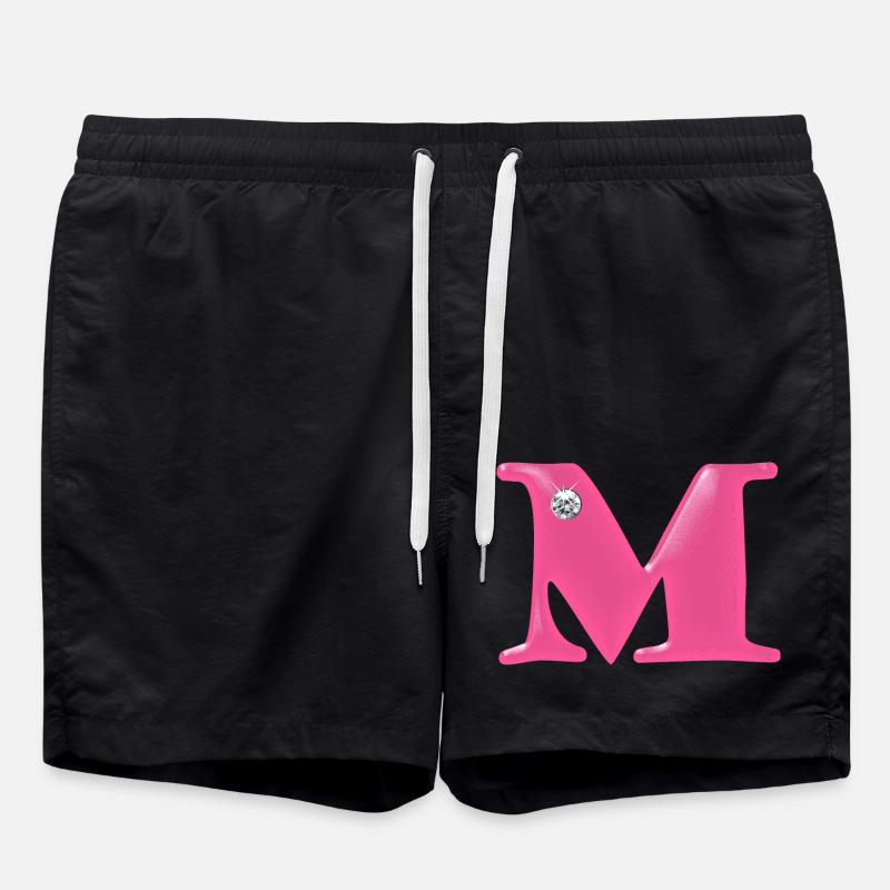 Buchstabe M Strasssteinchen - Badeshorts - Schwarz