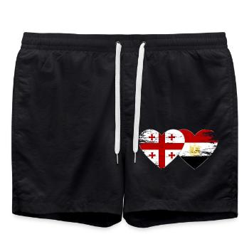 Géorgie Égypte Drapeau Mains Coeur Forme Utilisé - Short de bain - noir - Devant - AI Model Male 185 light (185cm)