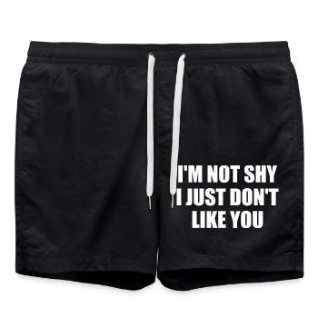 i'm not shy i just don't like you - Swim Trunks - black - Front - AI Model Male 185 light (185cm)