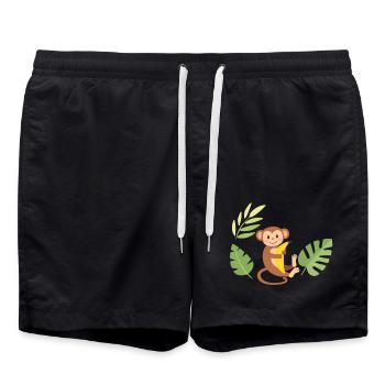 Monkey with banana - Swim Trunks - black - Front - AI Model Male 185 light (185cm)